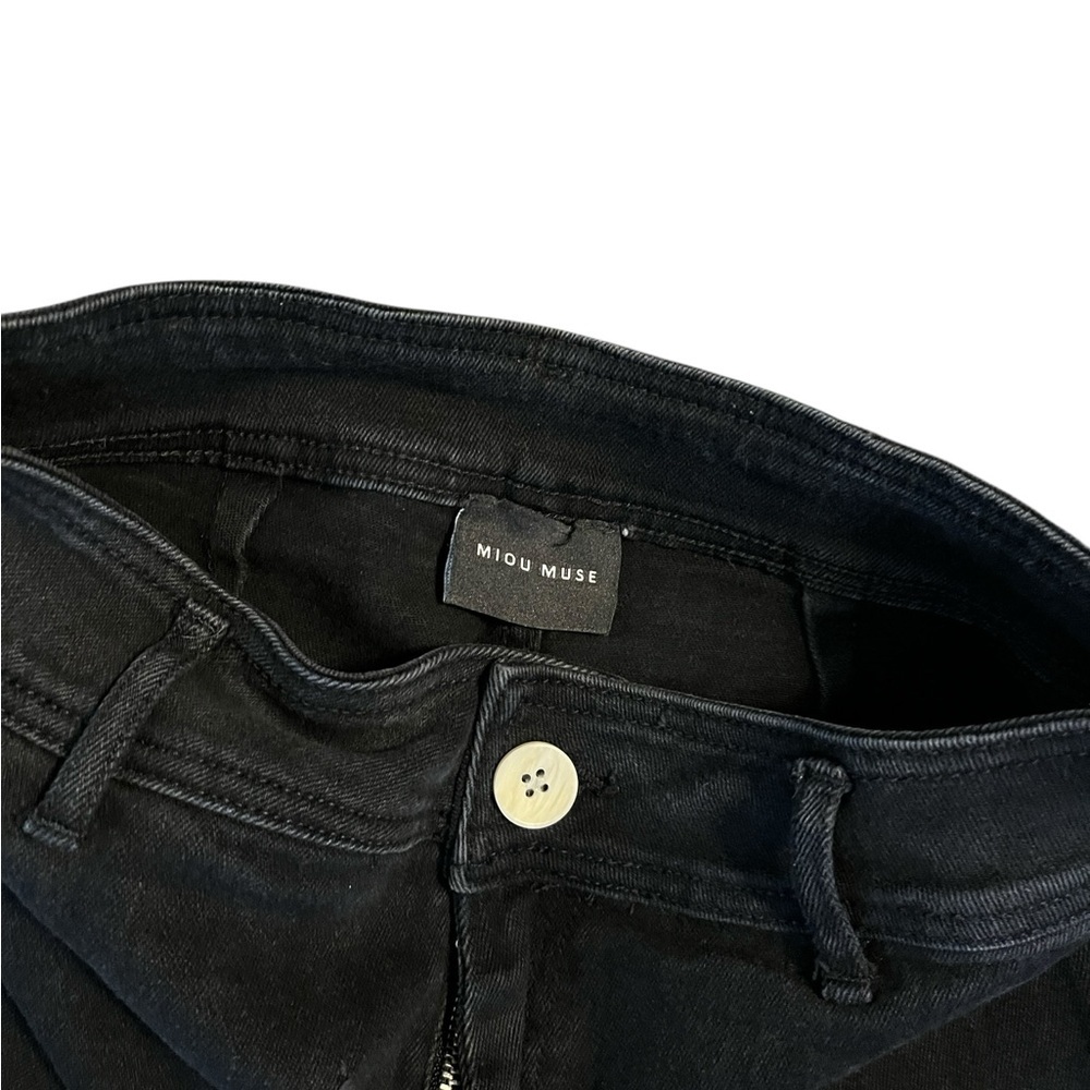 Miou Muse High-Rise Wide-Leg Denim Pants Faded Black Size Medium - Picture 6 of 6